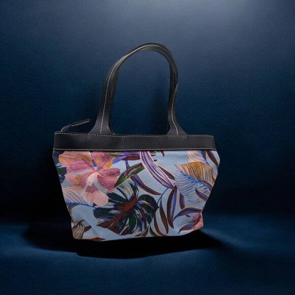 Rani Arabella Handbags - Rani Arabella Blue Tropical Floral Tote Bag - Made In Italy NWOT